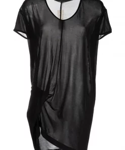 ( Nouvelle Collection ) Rick Owens T-shirt Hiked à Design Drapé BLACK