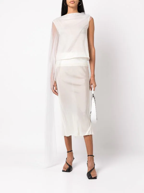 ( Nouvelle Collection ) Rick Owens Jupe Mi-longue à Design Drapé Femme 4 ( Nouvelle Collection ) Rick Owens Jupe Mi-longue à Design Drapé Femme – Image 2