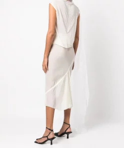 ( Nouvelle Collection ) Rick Owens Blouse Drapée Column à Design Asymétrique NATURAL -Rick Owens Soldes 18303091 39502957 600