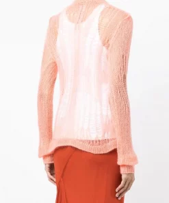 Rick Owens Haut En Maille à Effet Usé PINK -Rick Owens Soldes 18303785 39340127 600