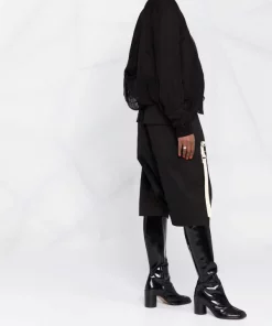 ( Nouvelle Collection ) Rick Owens 09 BLACK Veste Bomber à Détail Drapé Femme -Rick Owens Soldes 18306734 39351910 600
