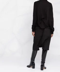 ( Nouvelle Collection ) Rick Owens 09 BLACK Veste Bomber à Détail Drapé Femme -Rick Owens Soldes 18306734 39351923 600