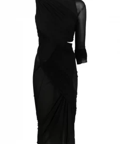 ( Nouvelle Collection ) Rick Owens Robe Asymétrique à Design Drapé Femme