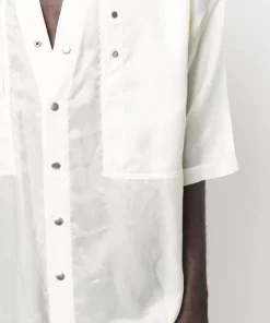 ( Nouvelle Collection ) Rick Owens 21 NATURAL Chemise Boutonnée à Col V Homme -Rick Owens Soldes 18321001 39175766 600