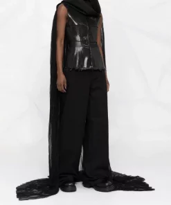 ( Nouvelle Collection ) Rick Owens Cape Transparente à Col Montant 09 BLACK -Rick Owens Soldes 18324268 39198201 600