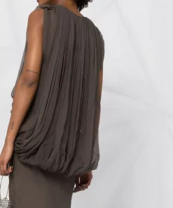 ( Nouvelle Collection ) Rick Owens Robe Sans Manches à Fronces Femme -Rick Owens Soldes 18330327 39517913 600