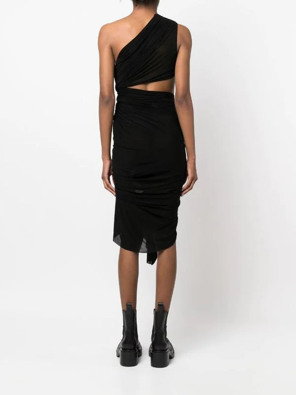 Rick Owens 09 BLACK Robe Abito Longue Asymétrique à Design Sans Manches Femme 6 Rick Owens 09 BLACK Robe Abito Longue Asymétrique à Design Sans Manches Femme – Image 4