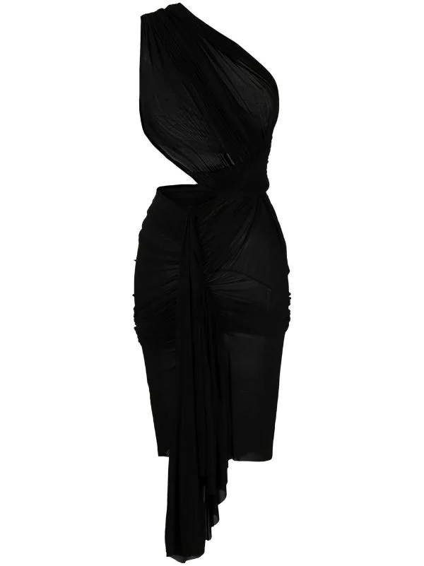 Rick Owens 09 BLACK Robe Abito Longue Asymétrique à Design Sans Manches Femme 3 Rick Owens 09 BLACK Robe Abito Longue Asymétrique à Design Sans Manches Femme