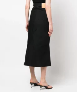 ( Nouvelle Collection ) Rick Owens Jupe En Jean à Ourlet évasé 09 BLACK -Rick Owens Soldes 18340803 39246226 600