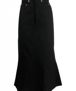 ( Nouvelle Collection ) Rick Owens Jupe En Jean à Ourlet évasé 09 BLACK