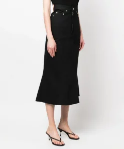 ( Nouvelle Collection ) Rick Owens Jupe En Jean à Ourlet évasé 09 BLACK -Rick Owens Soldes 18340803 39247020 600