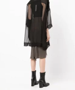 ( Nouvelle Collection ) Rick Owens 9 Surchemise En Soie à Manches Crop Femme -Rick Owens Soldes 18387798 39509163 600