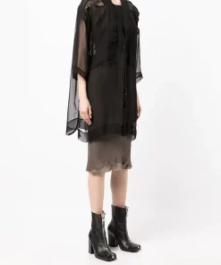 ( Nouvelle Collection ) Rick Owens 9 Surchemise En Soie à Manches Crop Femme -Rick Owens Soldes 18387798 39510178 600