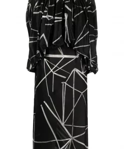 ( Nouvelle Collection ) Rick Owens Robe Mi-longue à Imprimé Graphique 0921 BLACK NATURAL
