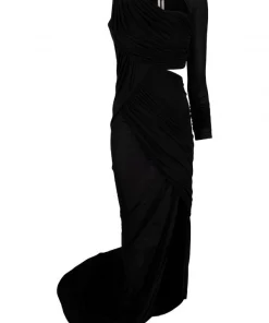 ( Nouvelle Collection ) Rick Owens Robe Asymétrique à Design à Une épaule 09 BLACK