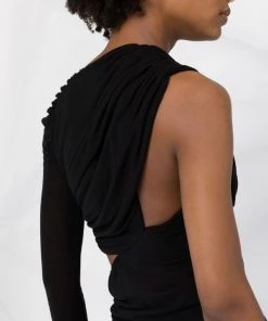 ( Nouvelle Collection ) Rick Owens Robe Asymétrique à Design à Une épaule 09 BLACK -Rick Owens Soldes 18398624 39619912 600