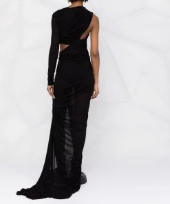 ( Nouvelle Collection ) Rick Owens Robe Asymétrique à Design à Une épaule 09 BLACK -Rick Owens Soldes 18398624 39619929 600